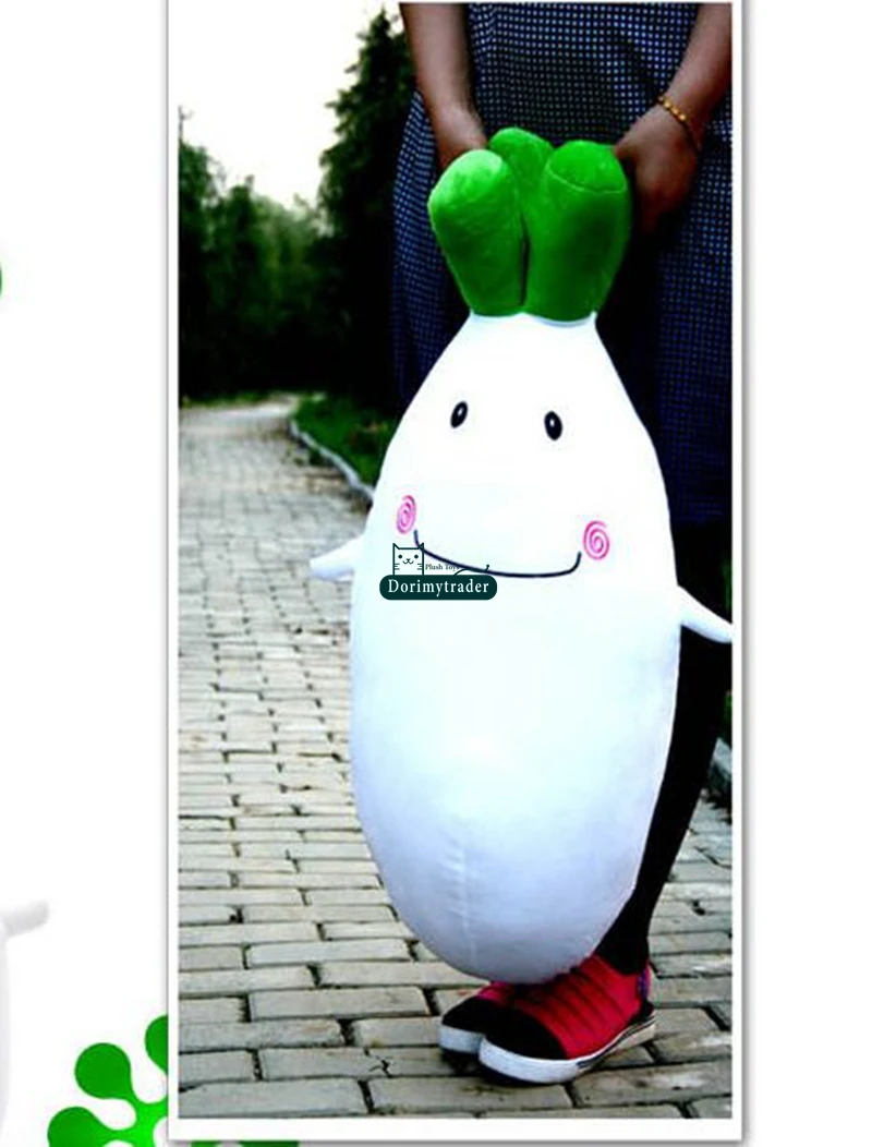 Dorimytrader New Lovely 70cm Big Plush Cartoon Radish Plush Pillow Doll 28''  Giant Soft White Radish Stuffed Toy DY61493 (8)
