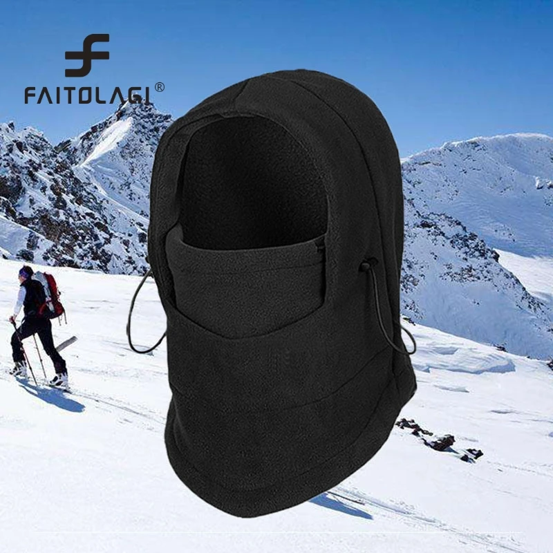 

Winter Hats For Men Warm Fleece Hooded Neck Warmer Sport Face Mask Women Gifts Bike Helmet Beanie Masked Cap bonnet femme hiver