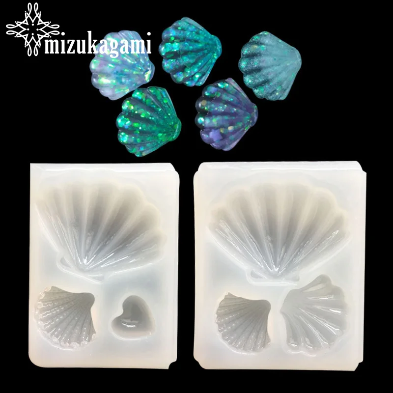 1pcs UV Resin Jewelry Liquid Silicone Mold Shell & Heart Shape Resin Charms Pendant Molds For DIY Intersperse Decorate Making