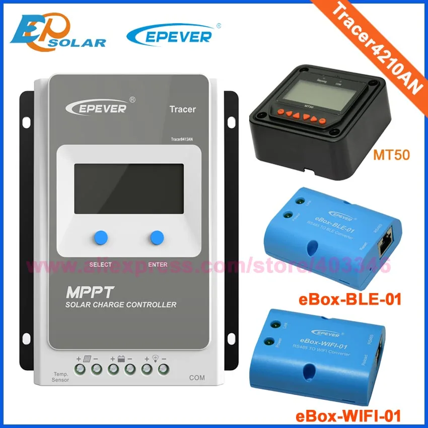 

EPsolar Tracer4210AN 40A 12V 24V MPPT Solar Charge Controller with MT50 Panel meter &PC communication remote temperature sensor