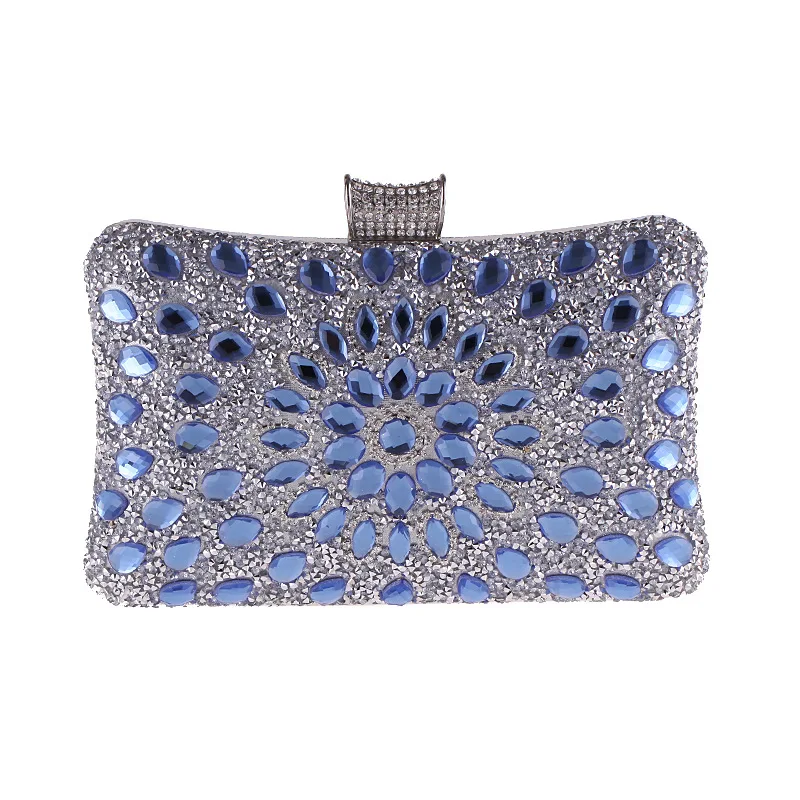 

Silver Women Evening Bag For Evening Party And Wedding Wallet Purse With Beaded Diamond Banquet Heavy Industy Handbag