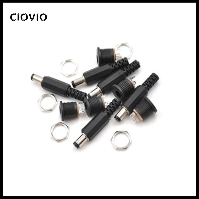 10 pcs  Plastic Male Plugs + Female Socket Panel Mount Jack DC Power Connector Electrical Supplies_