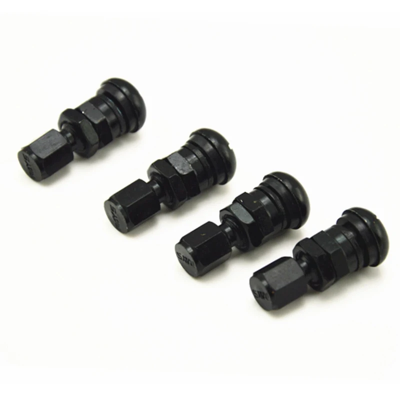 

4 x Bolt-in Aluminum Car Tubeless Wheel Tire Valve Stems With Dust Caps Titanium color Blue Red Silver