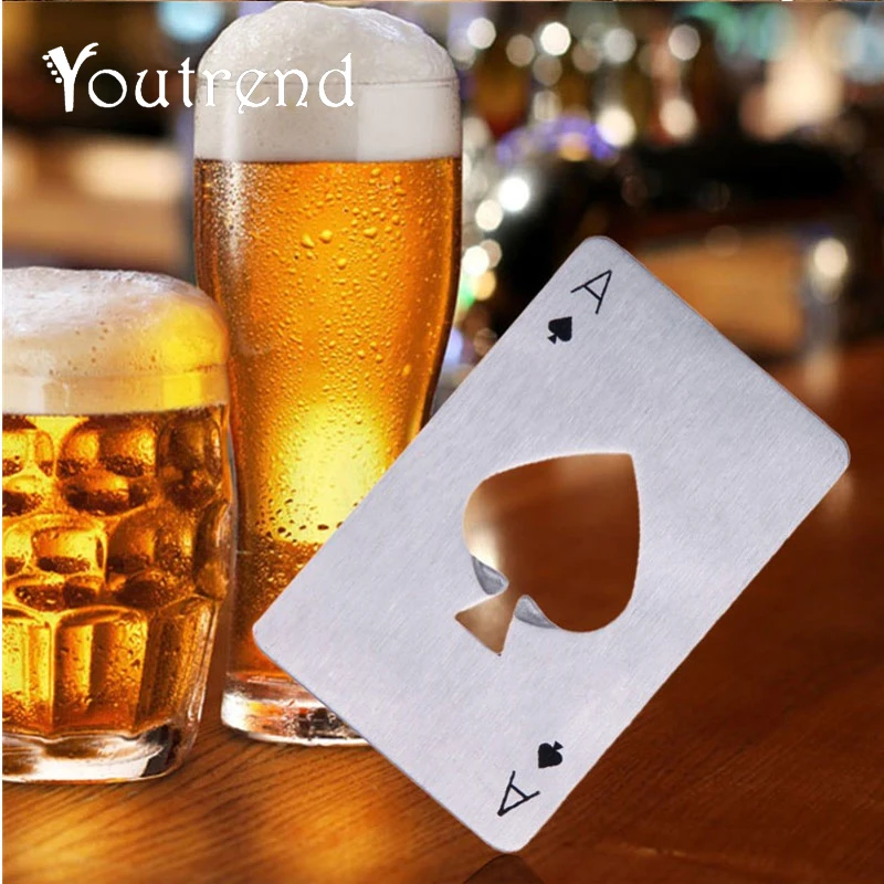 

Beer Bottle Opener Poker Playing Card Ace of Spades Bar Tool Soda Cap Opener Kitchen Gadgets Tools