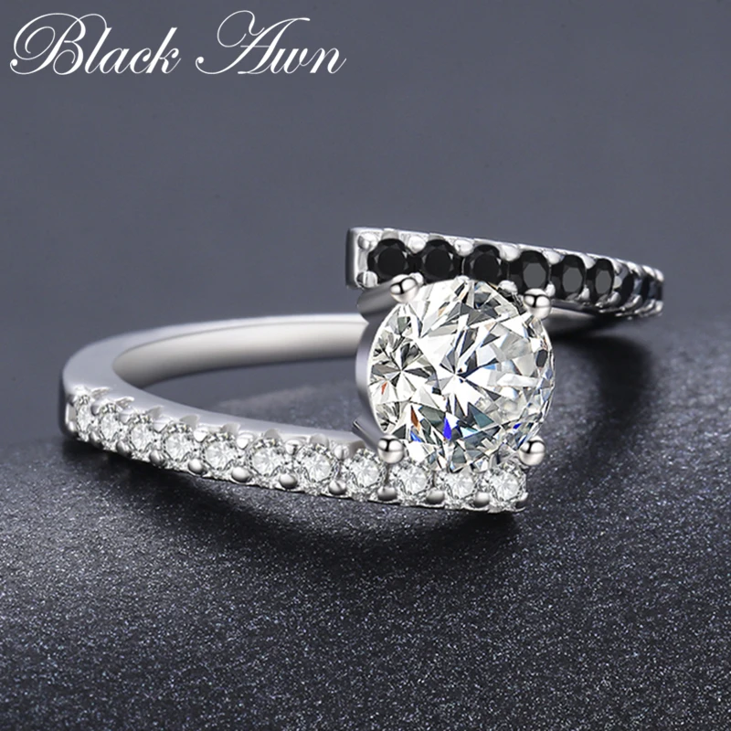 [BLACK AWN] чистый 925 пробы серебряные ювелирные изделия Модные свадебные кольца для женщин Femme Bijoux Bague C011