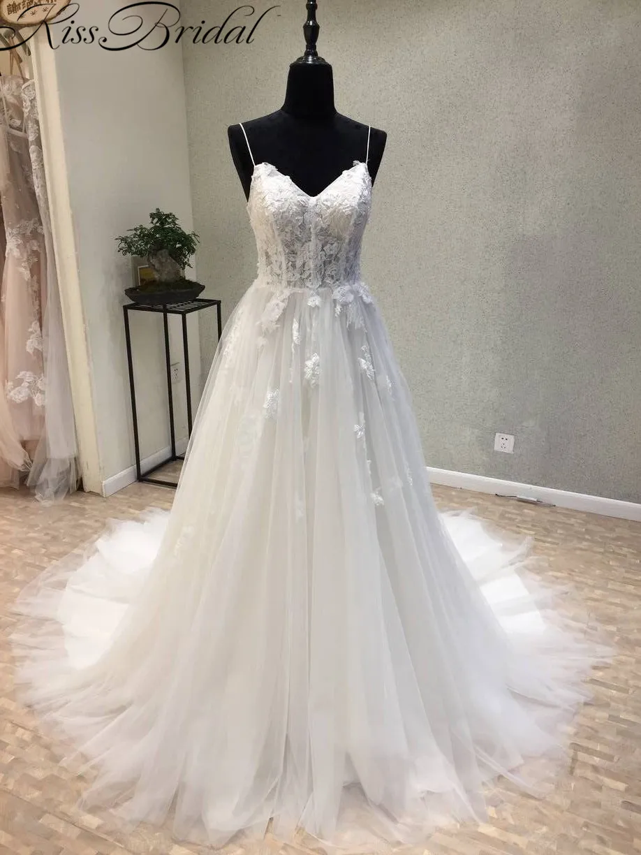 Vestidos de noiva новое длинное свадебное платье 2018 милое на бретельках ТРАПЕЦИЕВИДНОЕ