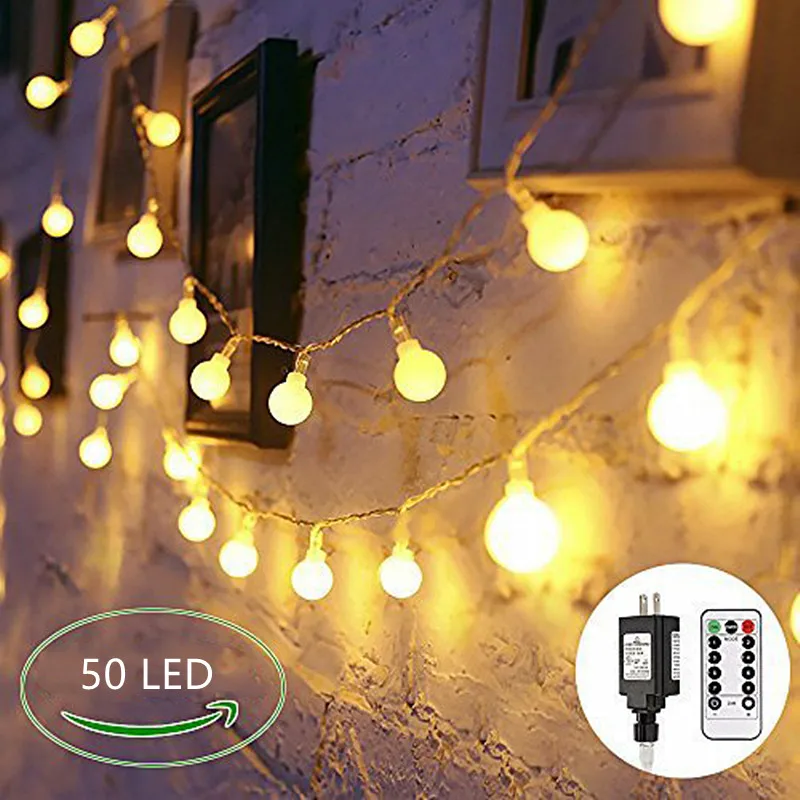 

7m 50 LED Mini String Light Outdoor Bulbs Garden Patio Wedding Christmas Decoration Lights Chain Waterproof with Remote Control