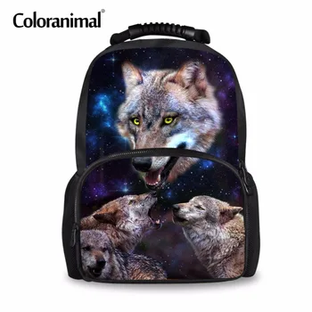 

Coloranimal Wolf Schoolbag for Youth Boy Large capacity Mochila School Bag Cool Animal Print Children Bady Felt Backpack Satchel