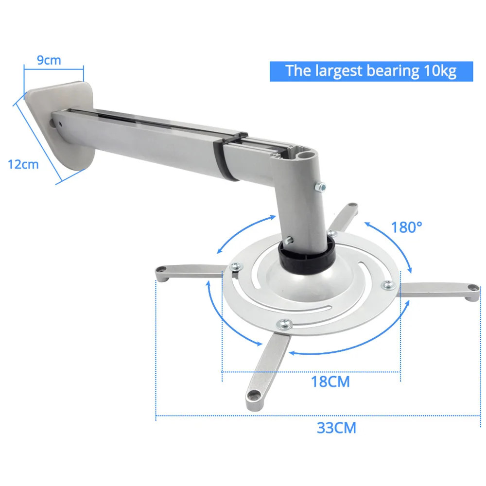 Настенное крепление для проектора ультра длинный алюминиевый сплав 360 градусов Универсальный Выдвижной Макс 632 мм держатель для проектора - Цвет: 410 to 632mm