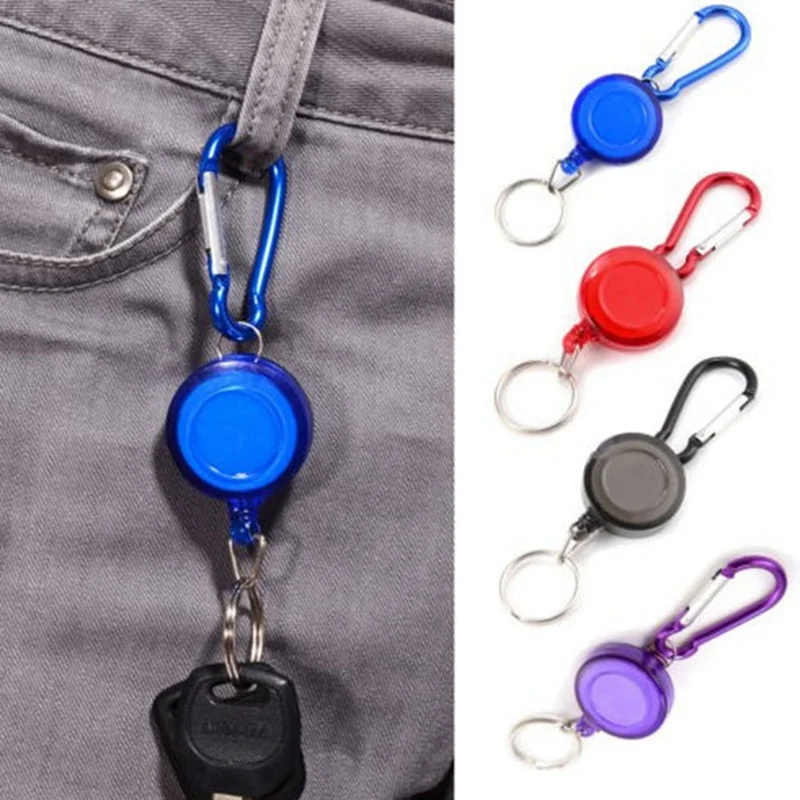

Hot Mulitifunctional Multicolor Badge Reel Retractable Keychain Recoil Yoyo Ski Pass ID Card Holder Keyring Key Chain Steel Cord