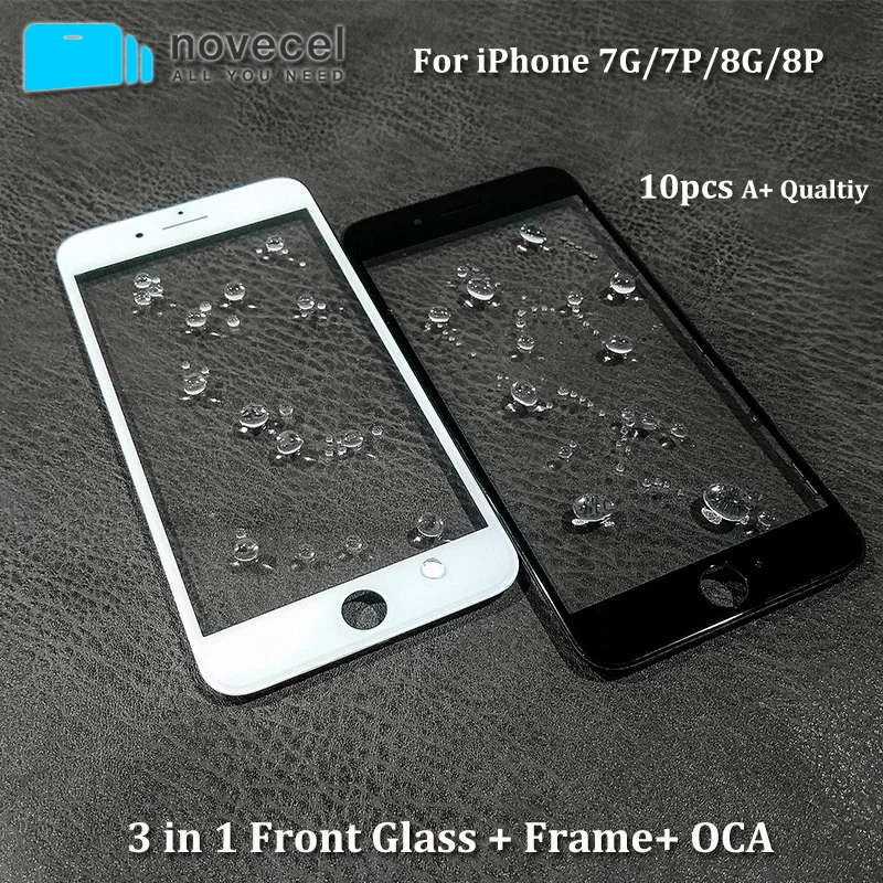 10 шт. AAA+ качество 3 в 1 холодное нажатие переднего экрана внешнее стекло с рамкой OCA для iPhone 7G 8G 7 8 Plus Замена разбитого стекла