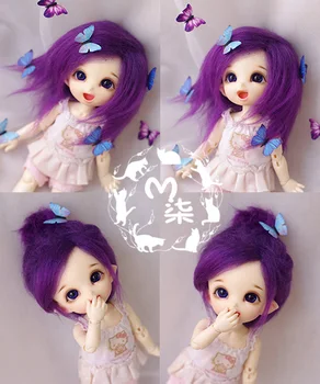 

New 1/12 3-4 inch 9-10cm 1/8 4-5 inch 12cm 14cm BJD Fabric Fur Wig Deep Purple For AE PukiFee lati Doll Antiskid BJD Doll Wig