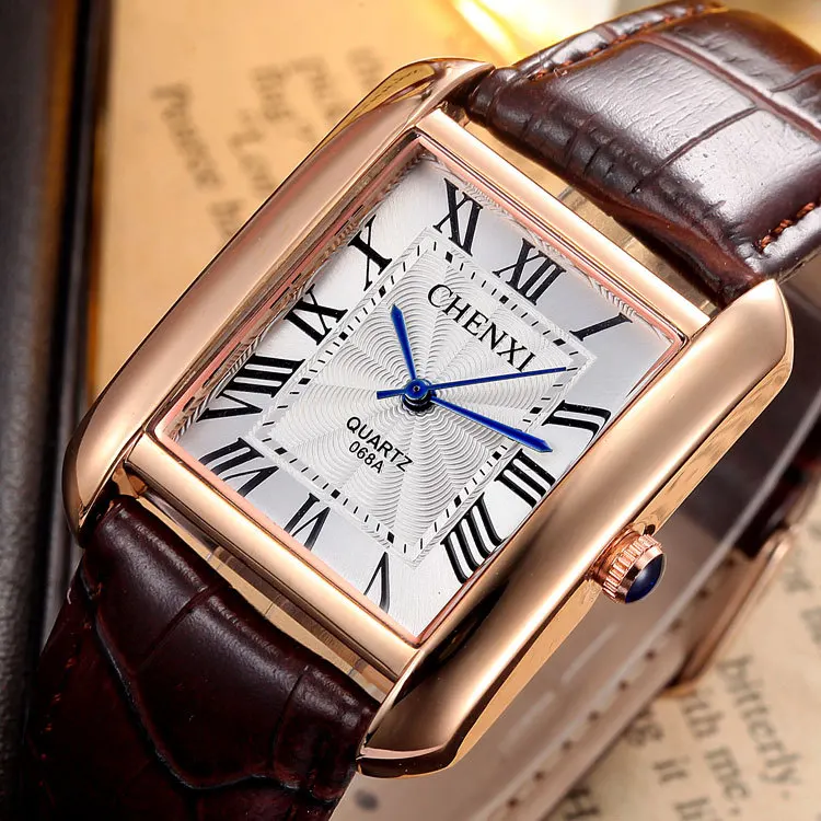 CHENXI luxury Elegant Business Rectangular Head Men Women Classic Roman