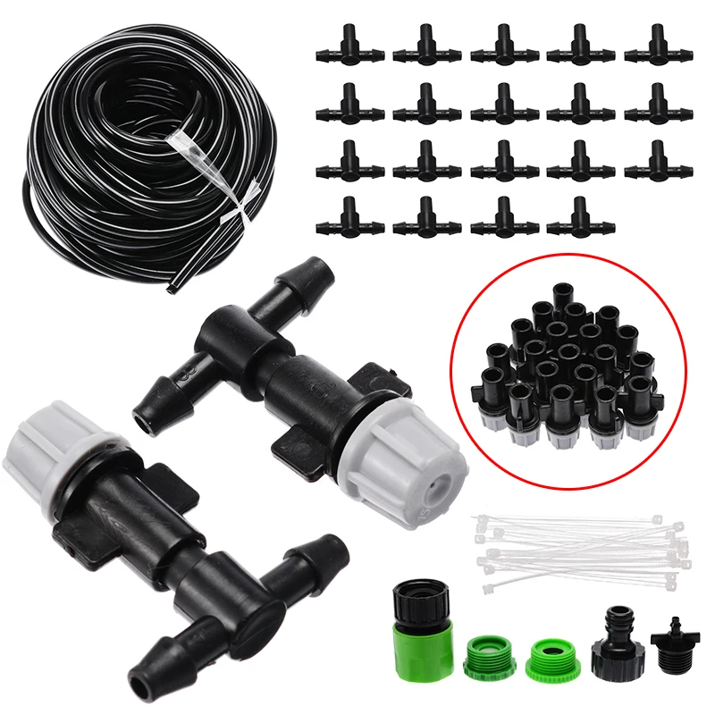 Mayitr 20m 66ft Garden Misting Cooling System With 20 Plastic Mist Nozzle Sprinkler Outdoor Patio Garden Irrigation Tools