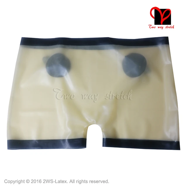 Sexy transparent Rubber Underwear Latex two holes front panty with