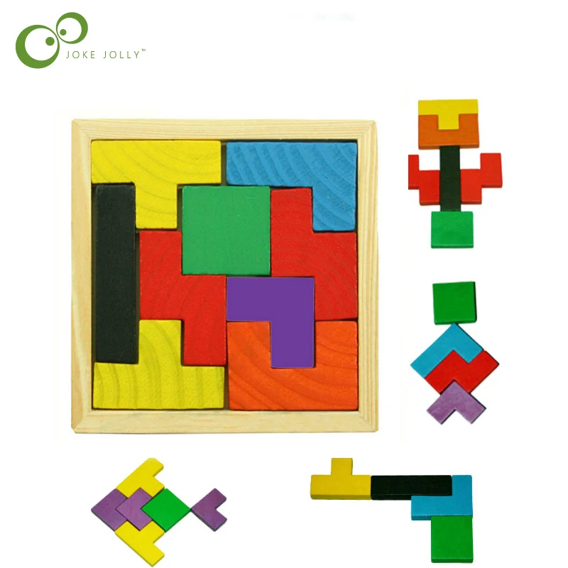 Новая деревянная головоломка Tangram, головоломка, тетрис, обучающая игра для детей, детские игрушки, пазлы, деревянные головоломки, WYQ