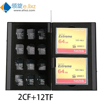 

2017 Silver Red Blue 12 In 1 Aluminum Storage Box Bag Memory Card Case Holder Wallet Large Capacity For 2* For Sd Cf 12*microsd