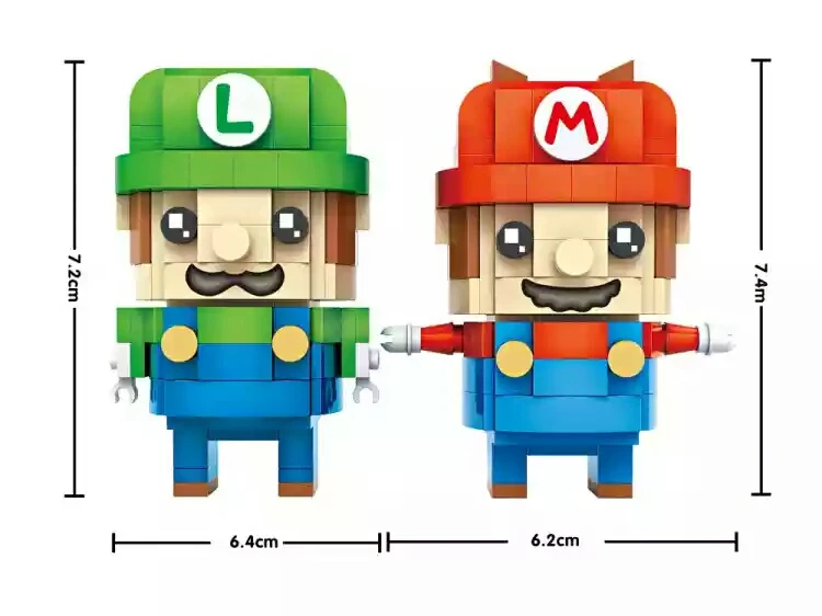 Super Mario Bros wii Fantasia Game Luigi 2in1 Mini Blocks Brick Heads Action Figure Toy RPG Game