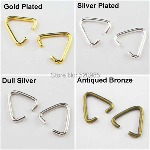 150Pc Triangle Jump Rings Connectors Bails Gold Silver Bronze Plt 10.5x11mm S158($2.69)