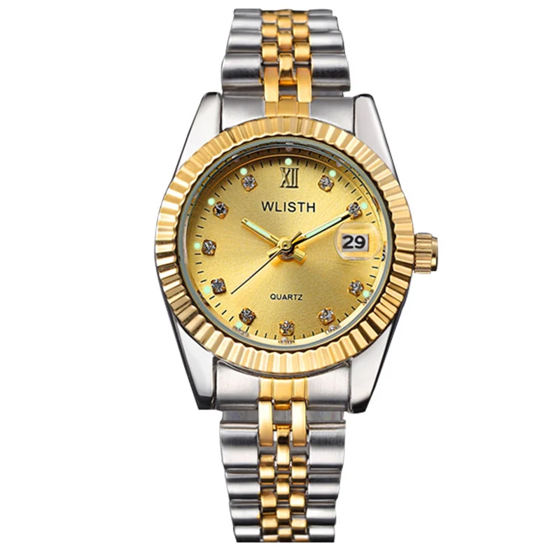 Reloj Mujer WLISTH, модные часы, женские часы, Лидирующий бренд, роскошные женские часы с кристаллами, часы с календарем, Relogio Feminino Hodinky - Цвет: two tone gold