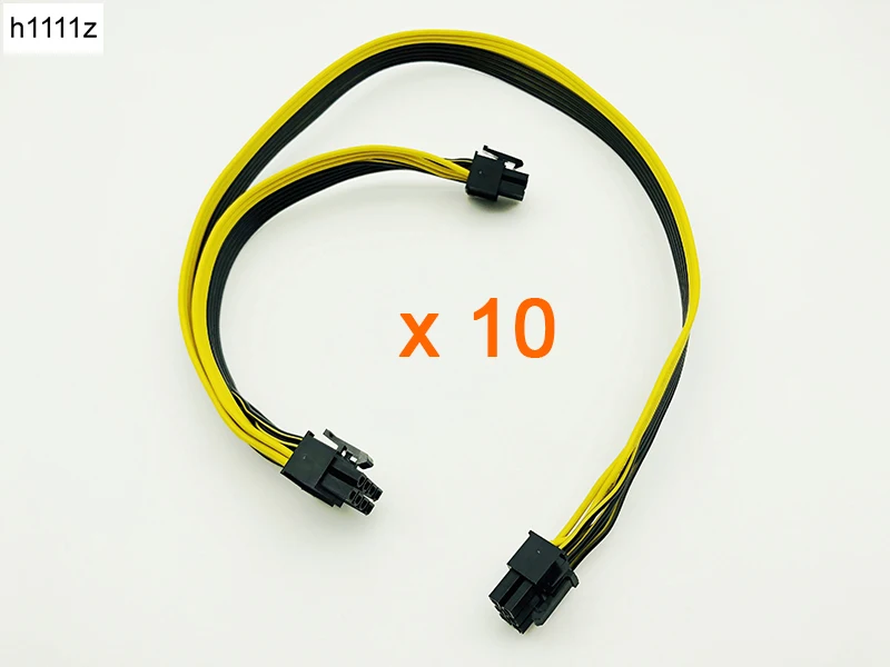 

10PCS 18AWG 50+20cm Modular PSU Power Supply Cable 6Pin to 6+2Pin Graphics Card Power Cable 6P to Dual 8p Splitter Ribbon Cables