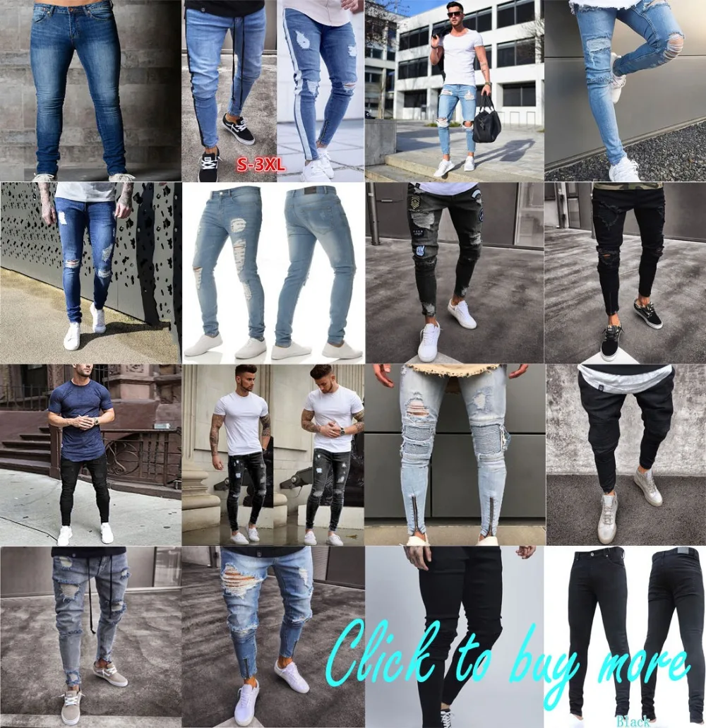 Черный байкерские джинсы скинни Для мужчин 2018 Новая мода на молнии стрейч джинсы штаны хип-хоп Hi Street мото джинсы Homme