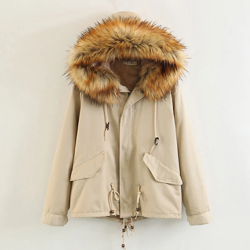 Hiver Neige Femmes Veste Coton Ouatée khaki Épais Black En Coupe army Femme Manteaux Capuchon Chaud Épaisse Fourrure Green Manteau Collier Parka vent De Mlinina À 65wqxx