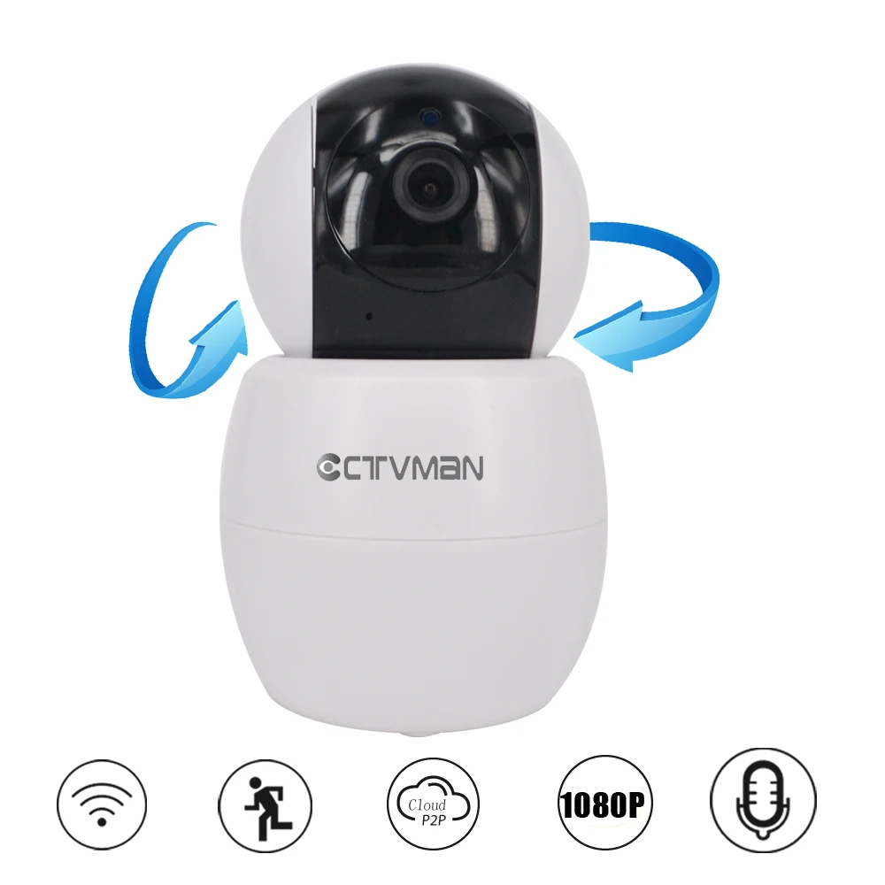 01CTVMAN Security Camera Wireless 2mp Mini IP Cameras 1080 Onvif Dome Pan Tilt Audio SD Card Slot Wifi Network baby Kamera