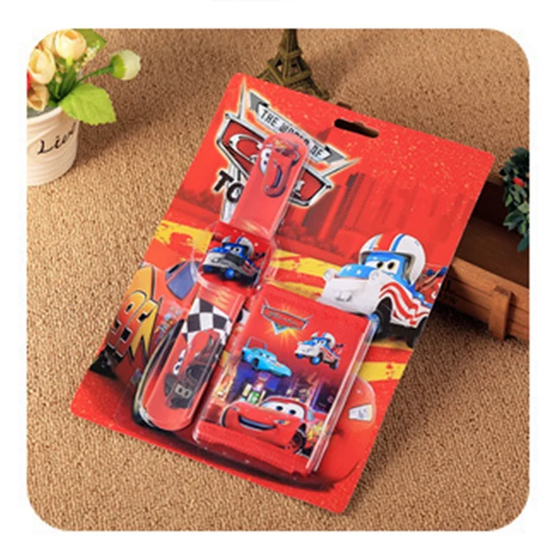 

Children Cartoon Car Wallet Pat watch Set Spiderman Mickey Watches Girl or Boy Birthday Gifts Digital Leather Clock