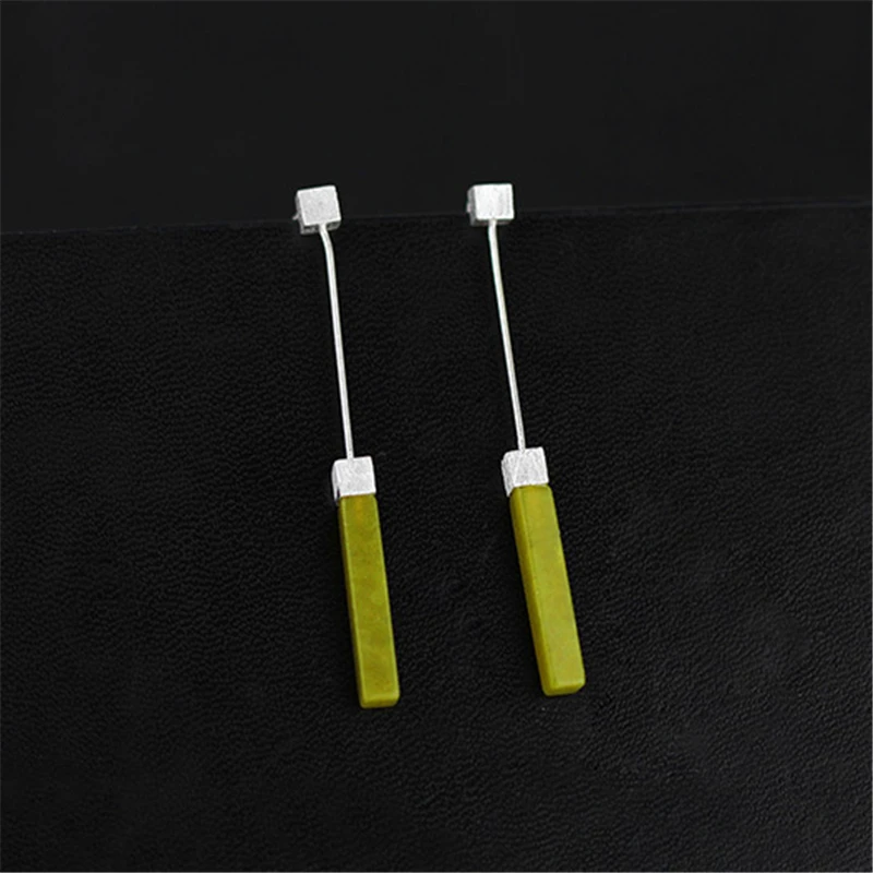 

INATURE Natural Olive Jade 925 Sterling Silver Jewelry Dangle Drop Earrings for Women