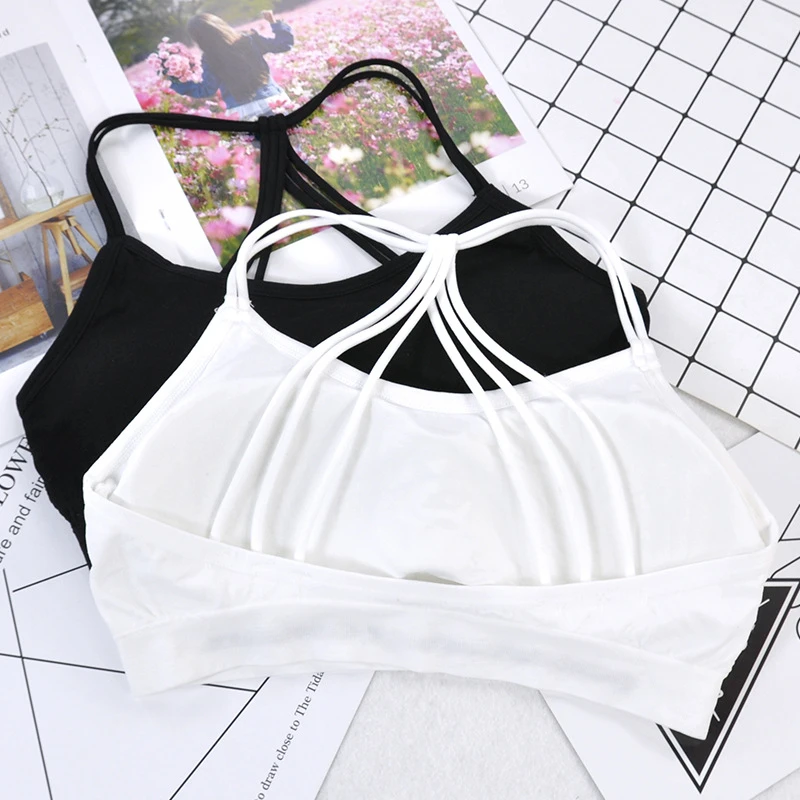 Push Up Sports Bra Yoga Fitness Tops For Womens Gym Running Top Padded Bra Athletic Vest Underwear Shockproof Strappy Sports Top