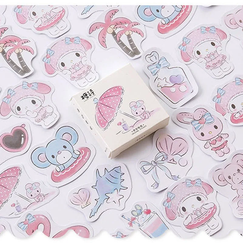 Hot Sale Seaside holiday Decorative Stickers Adhesive DIY Decoration Diary Japanese Stationery Gift 45 pcs/box | Канцтовары для
