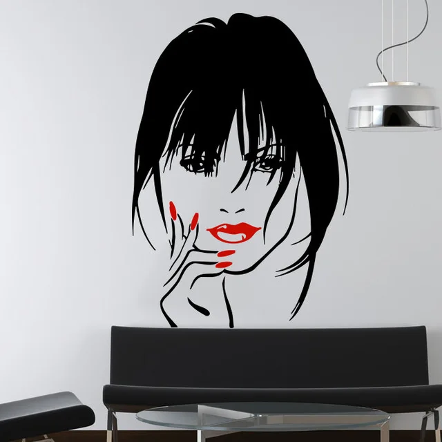 Makeup Wall Decal Vinyl Sticker Home Decor Eyes Girl Woman Lips Cosmetic Hairdressing Hair Beauty Salon Wall Sticker