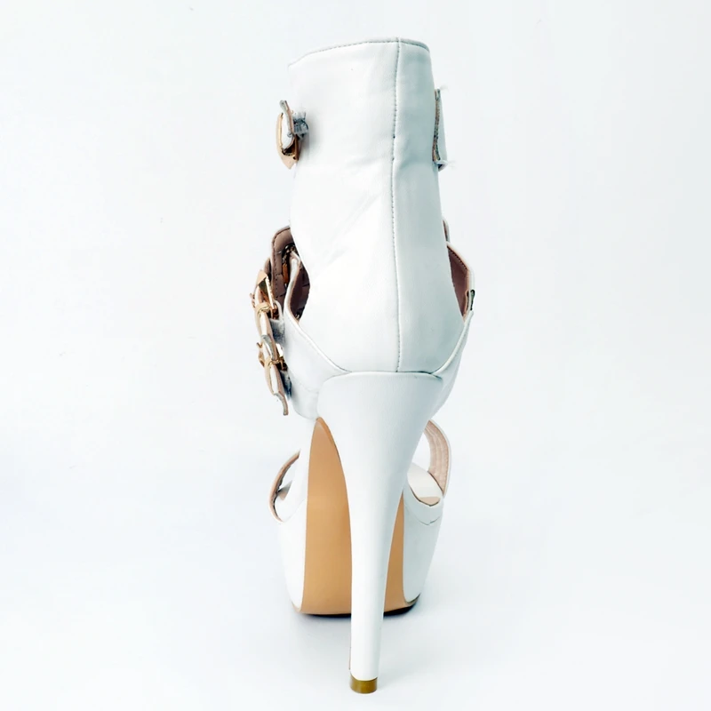 Blanco Sandalias Abierta Verano Europa Real Foto De Las Punta Mujeres Alto Zapatos Mujer Pu Para 10 Tacón Cómodo dCwq1d