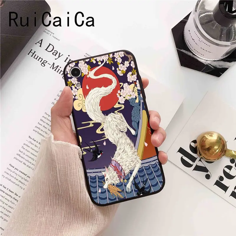 Japanese Style Anime Embossed crane fox
