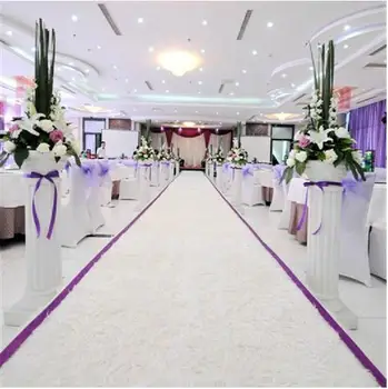 

HIgh Quality White Themed Plush Fabric Wedding Carpet Aisle Runner For Party Decoration Supplies 10 Meter Per Lot