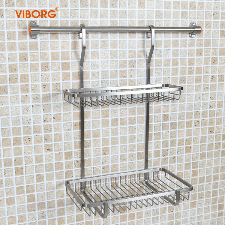 

Viborg 304 Stainless Steel Kitchen Rack Shelf Basket Organizer for Spice Condiment Salt Sugar Dip Herb Containers Jar Cruets