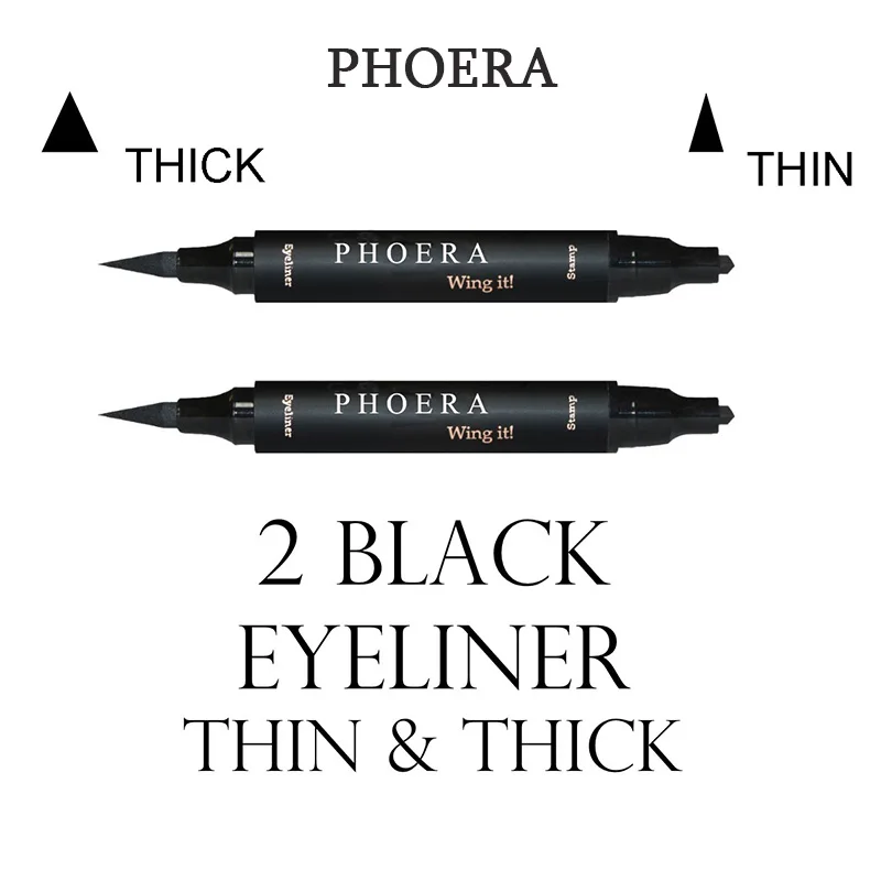 PHOERA Seal Черная Подводка для глаз двуглавый треугольник подводка для глаз со штампом водостойкая быстросохнущая подводка для глаз ручка Косметическая подводка для глаз штамп TSLM1