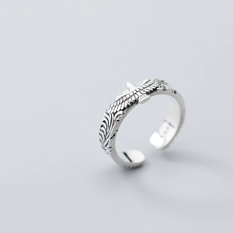 RYOUCUTE,, настоящее 925 пробы, серебряные, Преувеличенные, Ретро стиль, большие кольца с изображением Орла для женщин, массивные, регулируемые, на палец