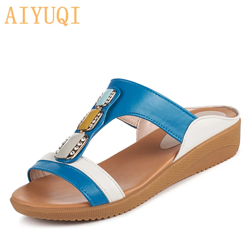 

Summer women's sandals large size versatile flat with beef tendon bottom slippers women pregnant women soft bottom flat slipper