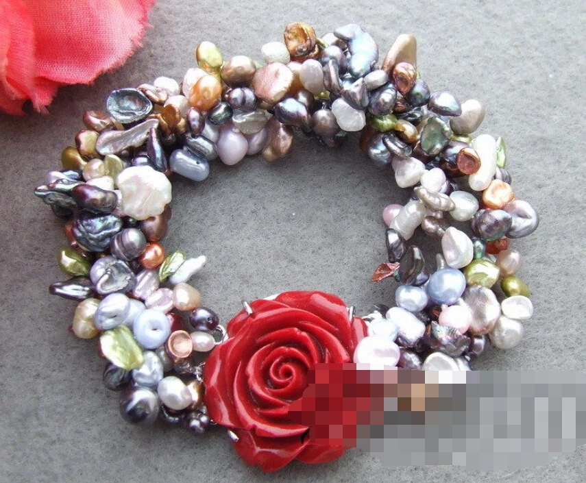

0605 5Strds Natural Keshi Pearl Bracelet