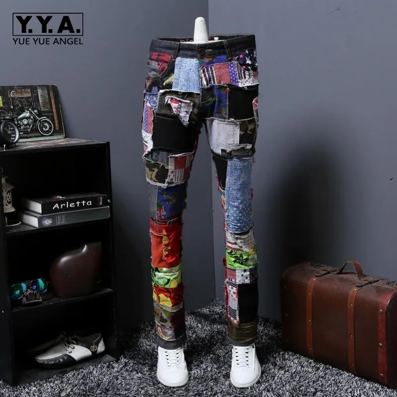 

Spring New Fashion Mens Straight Distressed Ripped Hole Jeans Skinny Slim Denim Hip Hop Swag 2019 Street Denim Jeans Size 28-38