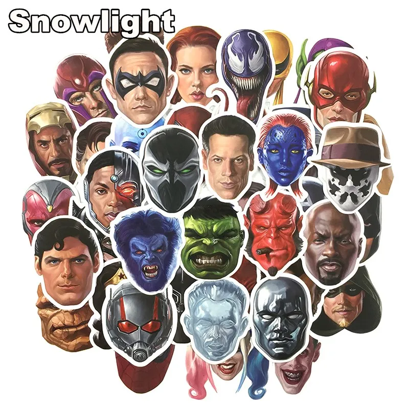 New 50 Pcs Marvel Head Portrait Cartoon Graffiti Bomb Sticker Fashion Super Hero Sticker For Laptop Luggage Toy Sticker For Kids