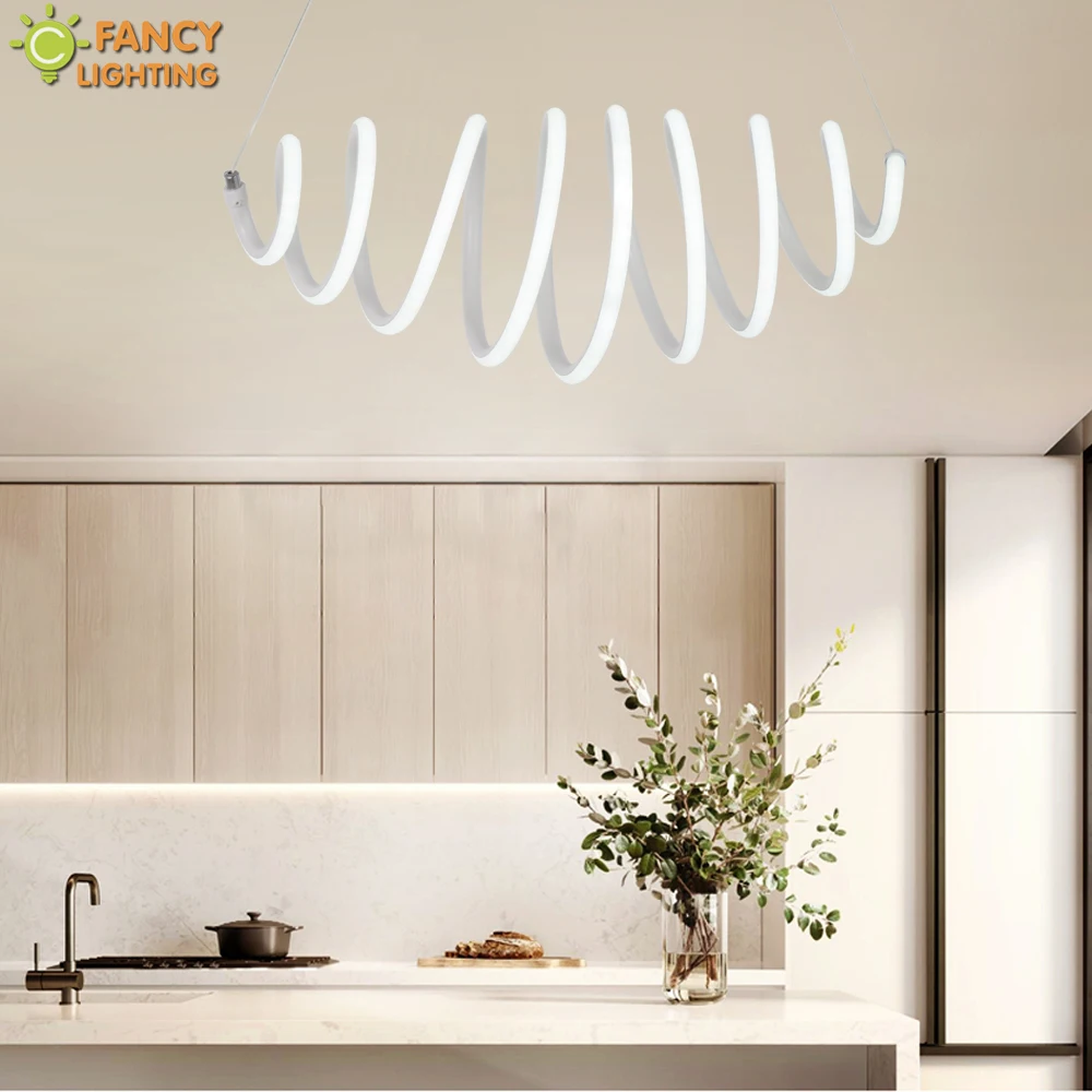 

(Light Source For Free)Nordic pendant light Spiral Silica gel ceiling pendant dining room/bedroom/home lamp 220V modern hanglamp
