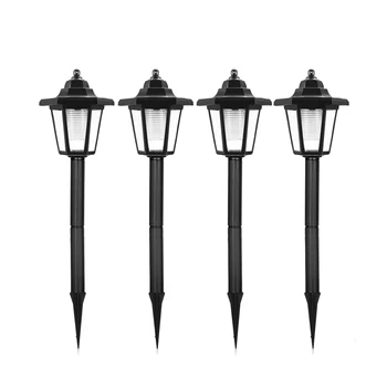 4 Stuks Led Tuin Lamp Zonne-energie Zeshoekige Pathway Nachtlampje Waterdichte Outdoor Tuin Landschap Yard Patio Lamp