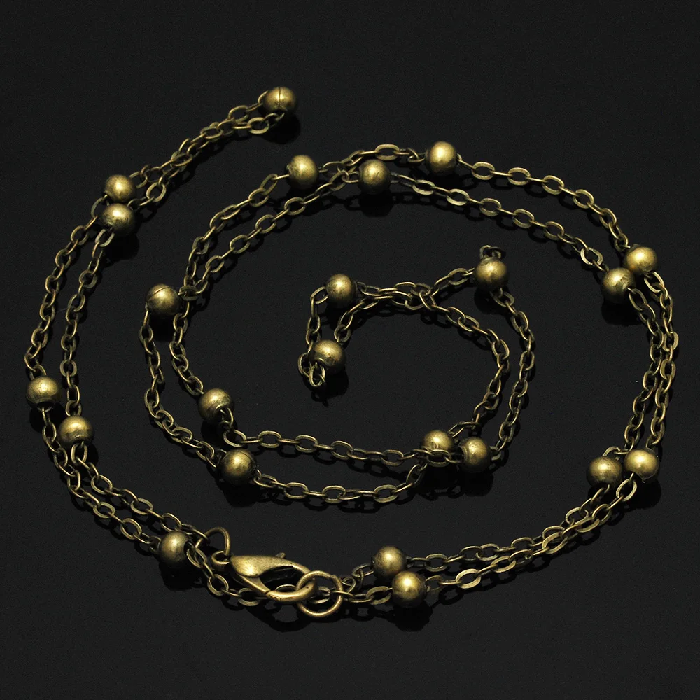 

30" Antique Bronze Plated Beaded Chain, Copper Wire Wrapped Beaded Link Chain 4 MM Faceted Beads Jewelry 20 pcs/lot-10050008