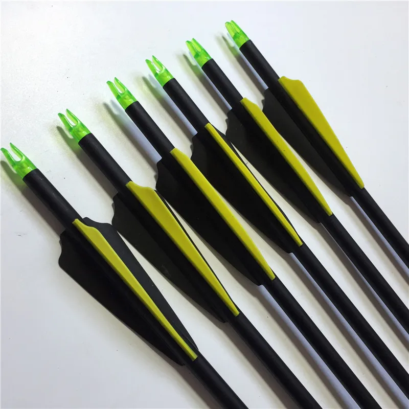 6pcs SP 750 Glass Fibre Arrow Size 30" 3" Shield Cut Plastic Vanes OD 7