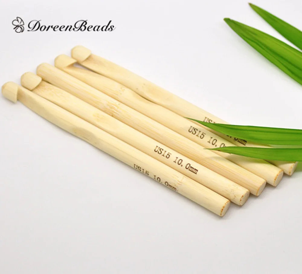 

DoreenBeads Natural Bamboo Crochet Hook Knitting Needles DIY Crafts Accessories 10mm 15cm(5 7/8") long, 5 PCs