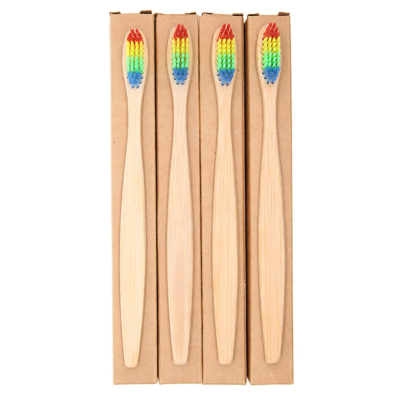 2 Pcs Wooden Rainbow Baby Bamboo Toothbrush Oral Care Soft-bristled Teeth Brush for Kids Baby Training Toothbrush Dental Care 2 Pcs Wooden Rainbow Baby Bamboo Toothbrush Oral Care Soft-bristled Teeth Brush for Kids Baby Training Toothbrush Dental Care