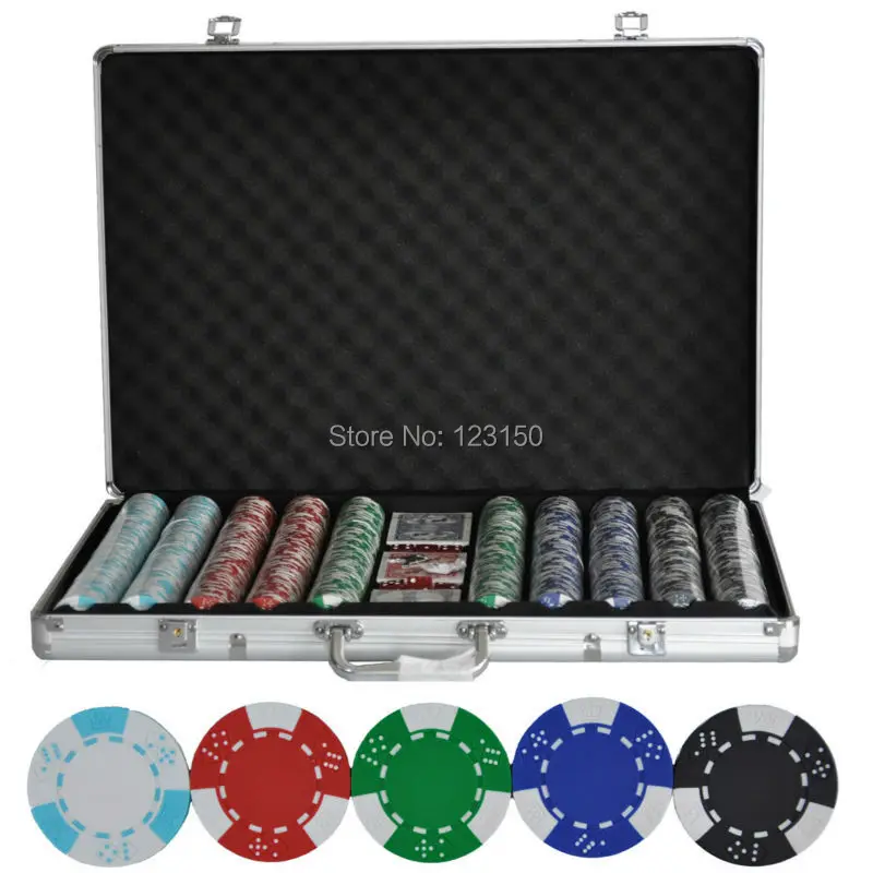 PK 5002 1000pcs chips with case, Clay 14g Poker Chips insert metal